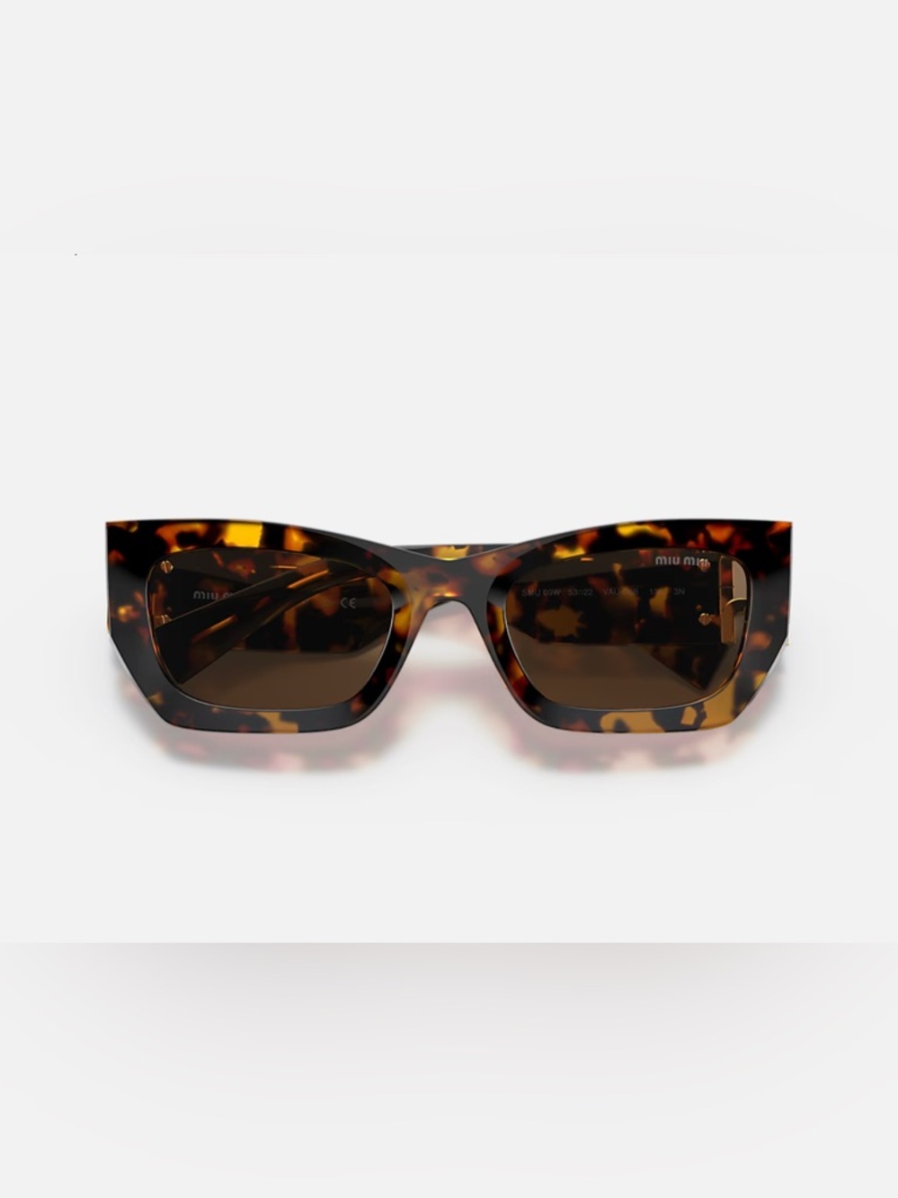 Miu Miu Tortoiseshell Rectangular Sunglasses - Brown Frame & Lenses